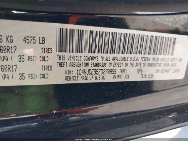 1C4NJDEB5FD270959 Jeep Compass High Altitude Edition