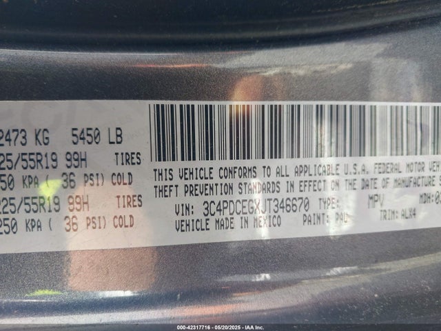 3C4PDCEGXJT346670 Dodge JOURNEY GT