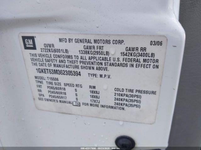 2006 GMC ENVOY 1GKET63M362305394 Photo 8