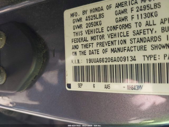 2006 ACURA TL 19UUA66206A009134 Photo 8