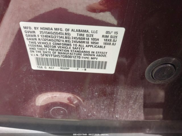 5FNYF5H57GB001270 Honda Pilot Ex-l