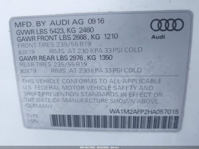 2017 AUDI Q5 WA1M2AFP2HA057015 Photo 8