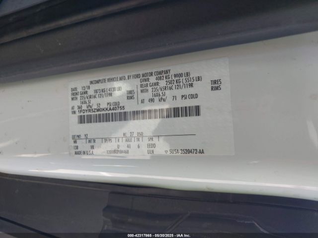 1FDYR5ZM0KKA40755 Ford Transit-250 Cab