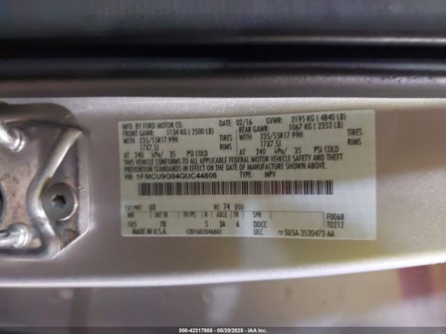 1FMCU9G94GUC44808 Ford ESCAPE SE