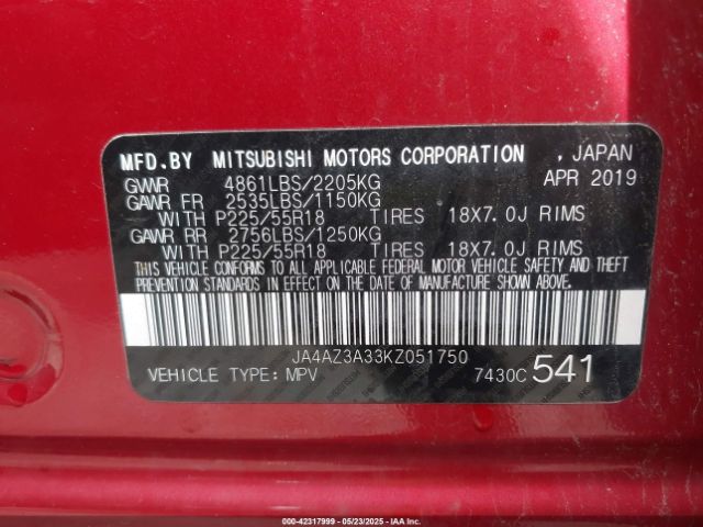 2019 MITSUBISHI OUTLANDER JA4AZ3A33KZ051750 Photo 8