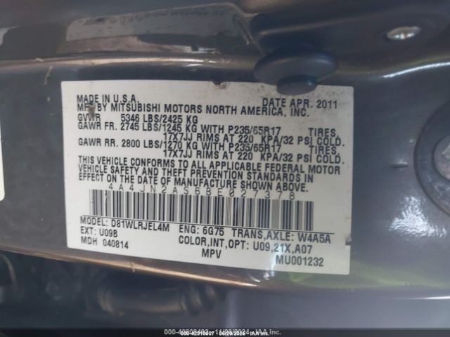 2011 MITSUBISHI ENDEAVOR 4A4JN2AS6BE027378 Photo 8