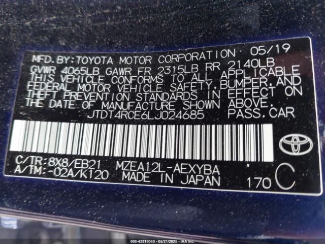 JTDT4RCE6LJ024685 Toyota Corolla Xse