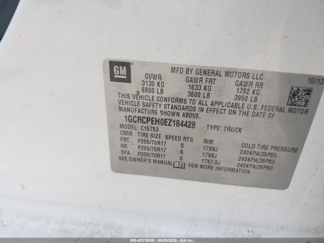 1GCRCPEH0EZ184428 Chevrolet Silverado 1500 Work Truck 1wt