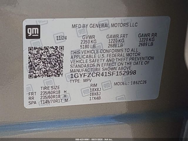 1GYFZCR41SF152998 Cadillac Xt4 Fwd Premium Luxury