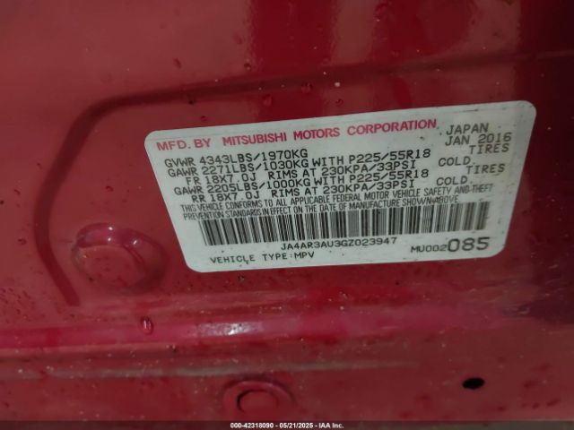 JA4AR3AU3GZ023947 Mitsubishi Outlander Sport 2.0 Es