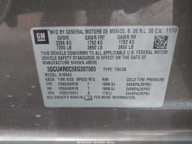 2014 CHEVROLET SILVERADO 1500 3GCUKREC5EG287065 Photo 8
