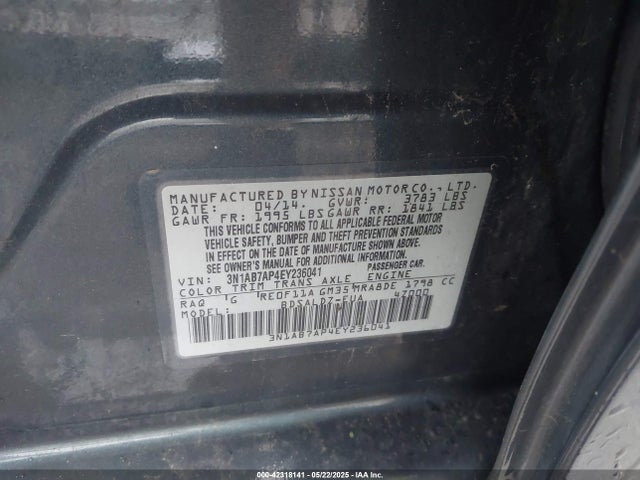 Nissan Sentra 2014 3N1AB7AP4EY236041 Image 9