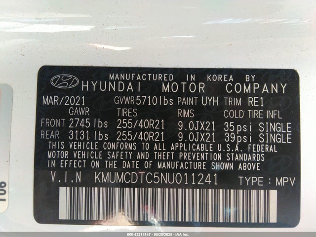 KMUMCDTC5NU011241 Genesis Gv70 3.5t Awd Sport