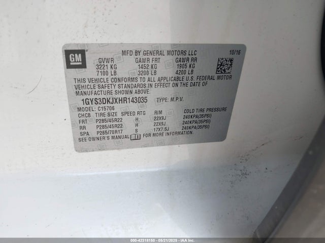 2017 CADILLAC ESCALADE 1GYS3DKJXHR143035 Photo 8