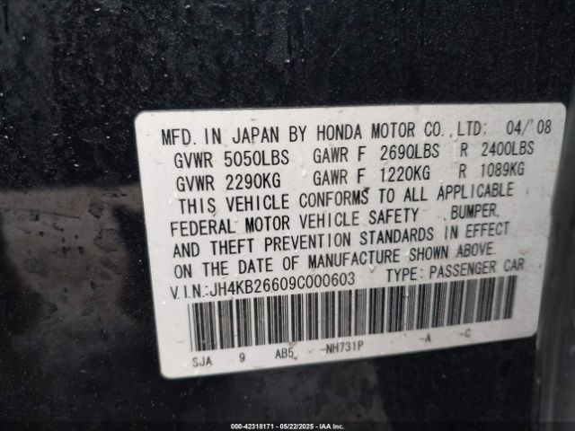 2009 ACURA RL JH4KB26609C000603 Photo 8