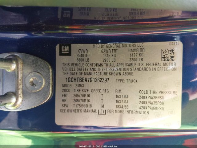1GCHTBEA7G1262397 Chevrolet Colorado Wt