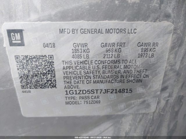 1G1ZD5ST7JF214815 Chevrolet MALIBU LT