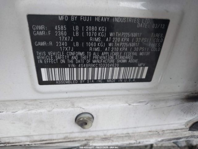 2013 SUBARU OUTBACK 4S4BRBKC1D3304620 Photo 8