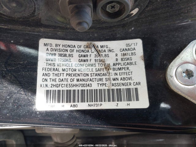 2HGFC1E55HH700343 Honda CIVIC SI