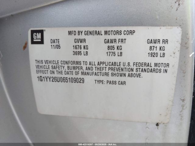 2006 CHEVROLET CORVETTE 1G1YY26U065109029 Photo 8