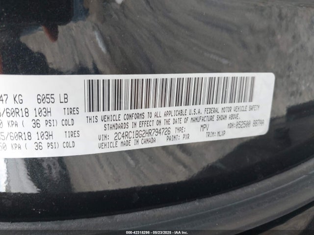 2C4RC1BG2HR794726 Chrysler Pacifica Touring-l