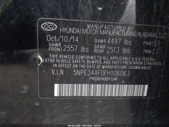 5NPE34AF0FH106063 Hyundai Sonata Sport