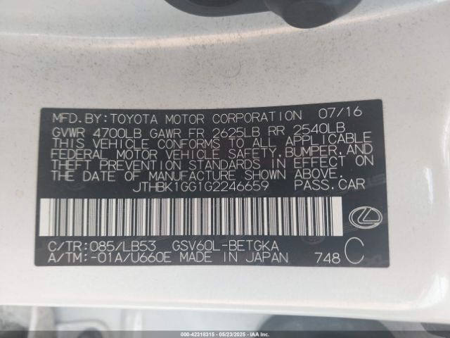 2016 LEXUS ES 350 JTHBK1GG1G2246659 Photo 8