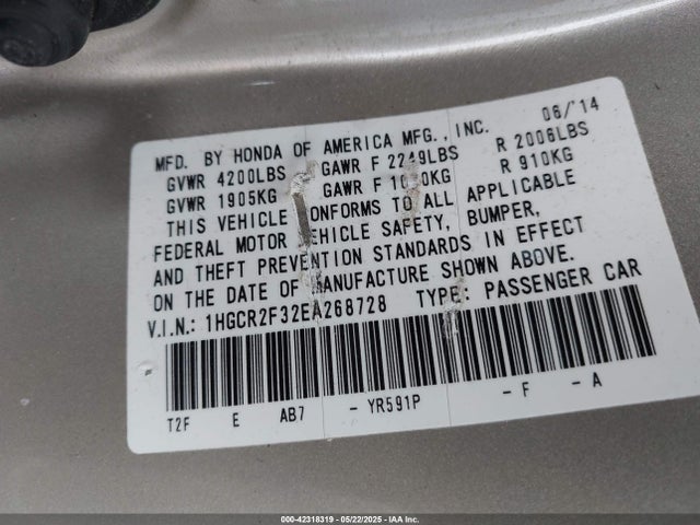 1HGCR2F32EA268728 Honda ACCORD LX