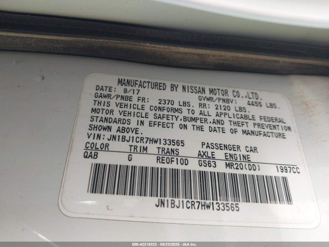 JN1BJ1CR7HW133565 Nissan ROGUE SPORT