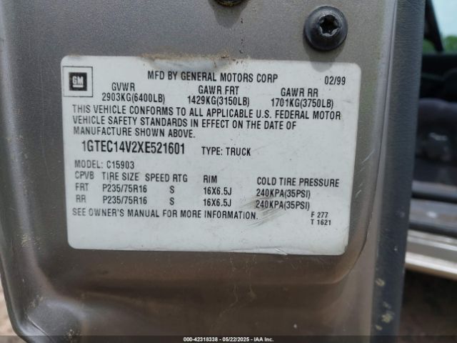 1999 GMC SIERRA 1500 1GTEC14V2XE521601 Photo 8