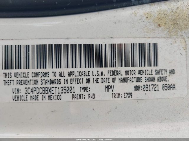 3C4PDCBBXET135001 Dodge Journey Sxt