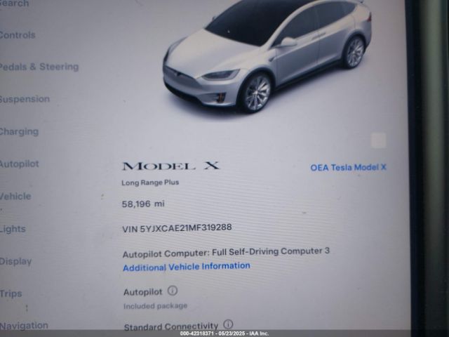 5YJXCAE21MF319288 Tesla Model X Long Range Dual Motor All-wheel Drive/long Range Plus Dual Motor All-wheel Drive