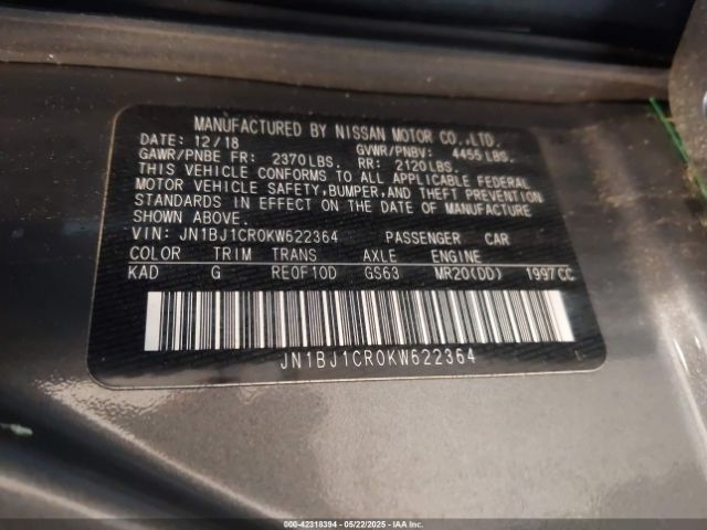 JN1BJ1CR0KW622364 Nissan Rogue Sport S