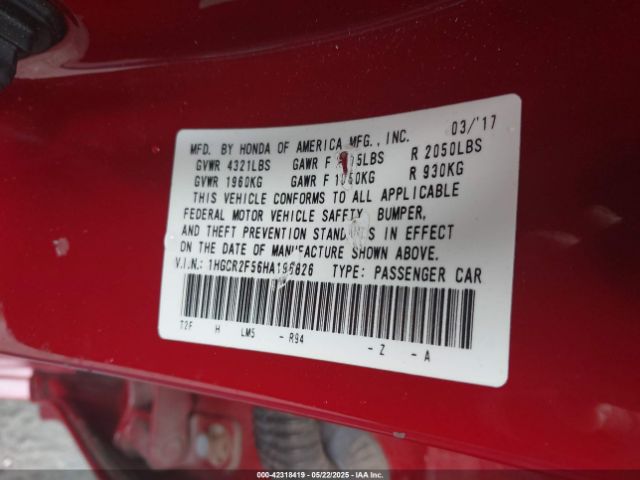 1HGCR2F56HA196826 Honda Accord Sport