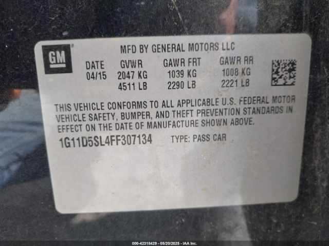 1G11D5SL4FF307134 Chevrolet MALIBU 2LT