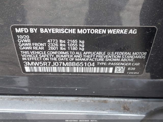 2021 BMW 330I 3MW5R7J07M8B65104 Photo 8