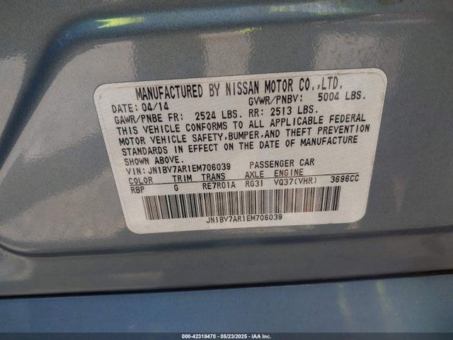 JN1BV7AR1EM706039 Infiniti Q50