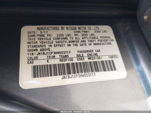 JN1BJ1CP3HW003717 Nissan Rogue Sport Sl