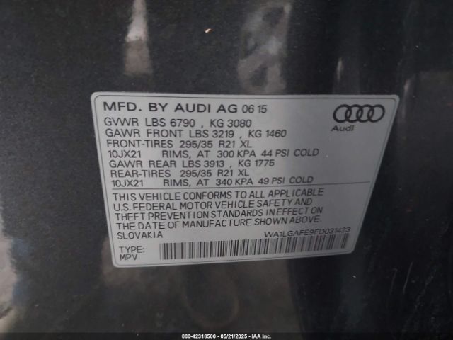 WA1LGAFE9FD031423 Audi Q7 3.0t Premium