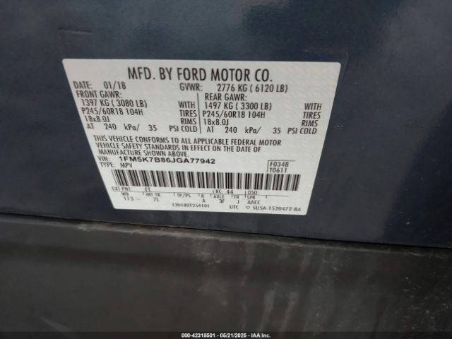 2018 FORD EXPLORER 1FM5K7B86JGA77942 Photo 8