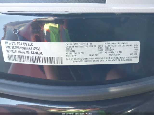 2022 CHRYSLER PACIFICA 2C4RC1BG9NR117538 Photo 8
