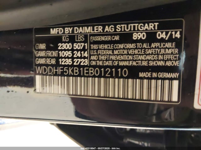 WDDHF5KB1EB012110 Mercedes-Benz E-Class