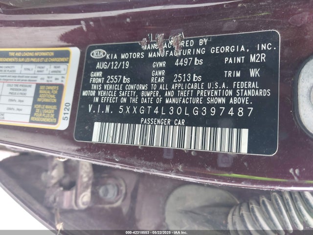 5XXGT4L30LG397487 KIA gdi