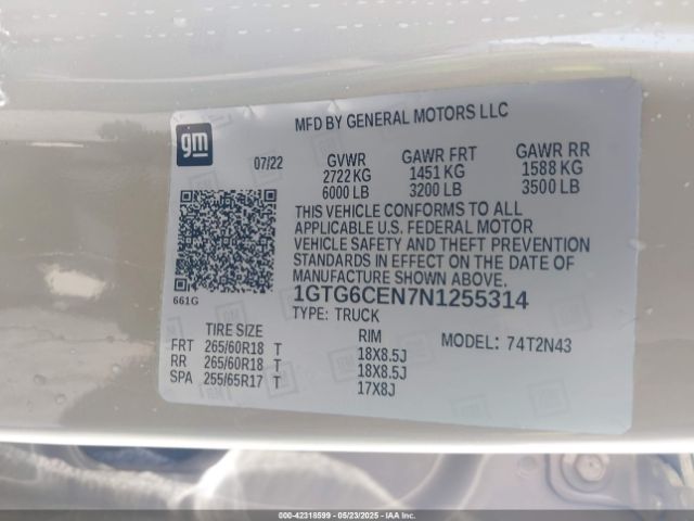 1GTG6CEN7N1255314 GMC Canyon 4wd  Short Box Elevation