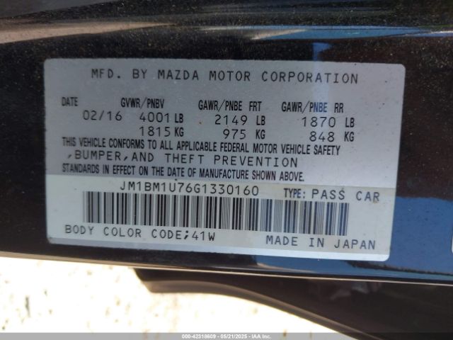 JM1BM1U76G1330160 Mazda Mazda3 I Sport