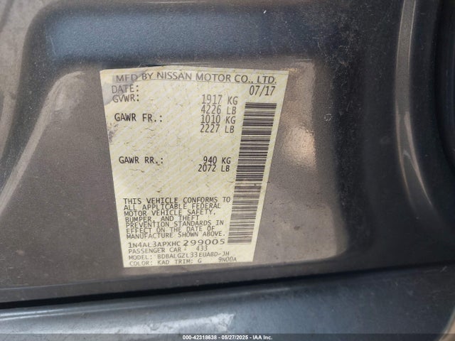 1N4AL3APXHC299005 Nissan Altima 2.5 S
