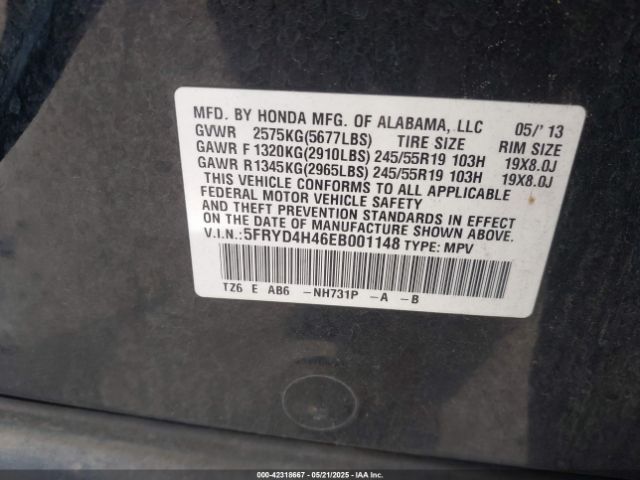 5FRYD4H46EB001148 Acura Mdx Tech Pkg
