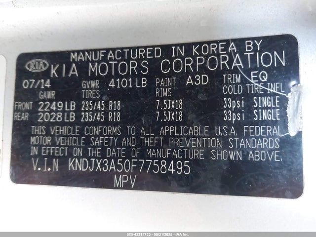 KIA Soul ! 2015 KNDJX3A50F7758495 Image 9