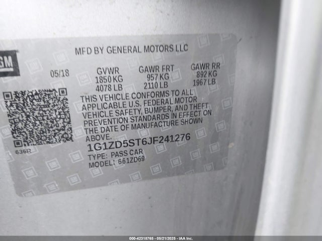 1G1ZD5ST6JF241276 Chevrolet MALIBU LT