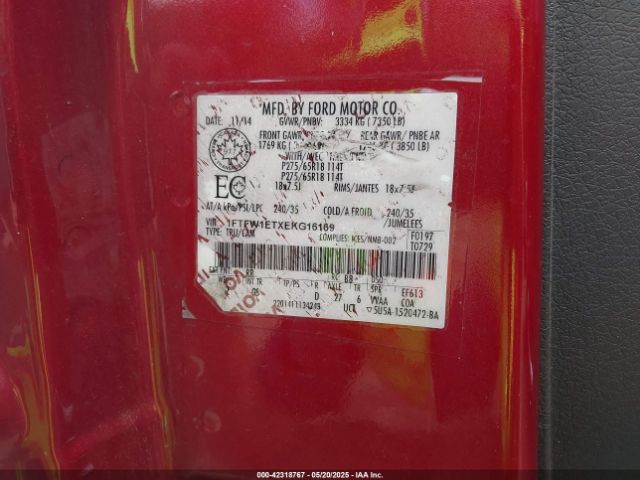 1FTFW1ETXEKG16169 Ford F-150 Xlt